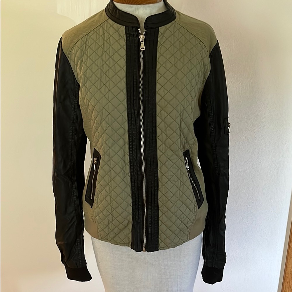 Quilted Bomber Full Zip Moto Jacket